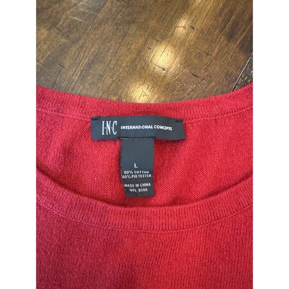 INC Red Sweater Women’s Size Large Long Sleeve Crewneck Knit Pullover Cherrygirl - Picture 4 of 5